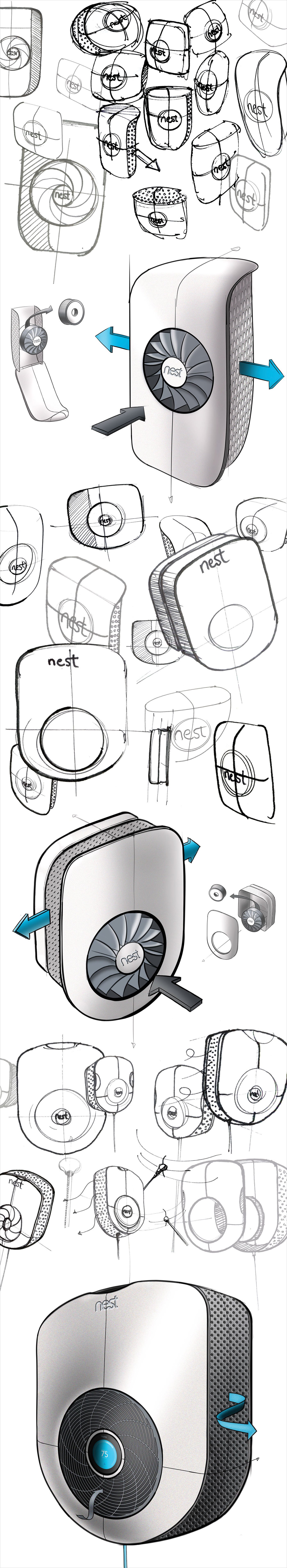 nest air purifier air purifier nest respire Nest Protect Nest thermostat Home products product design Interior sketching rendering model making