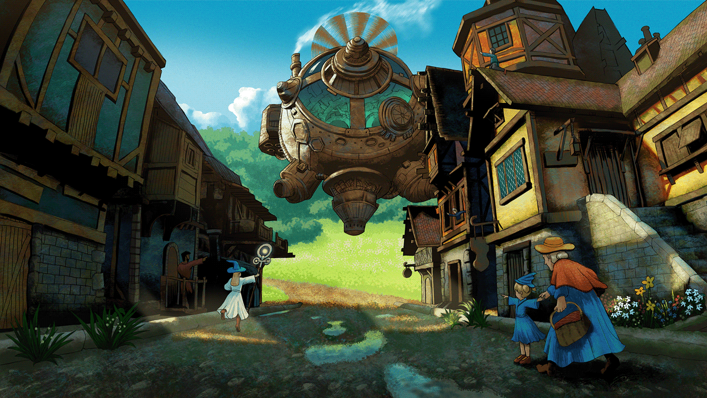 Ghibli Magic   grandma grandmother ILLUSTRATION  Digital Art  Character design  digital illustration STEAMPUNK