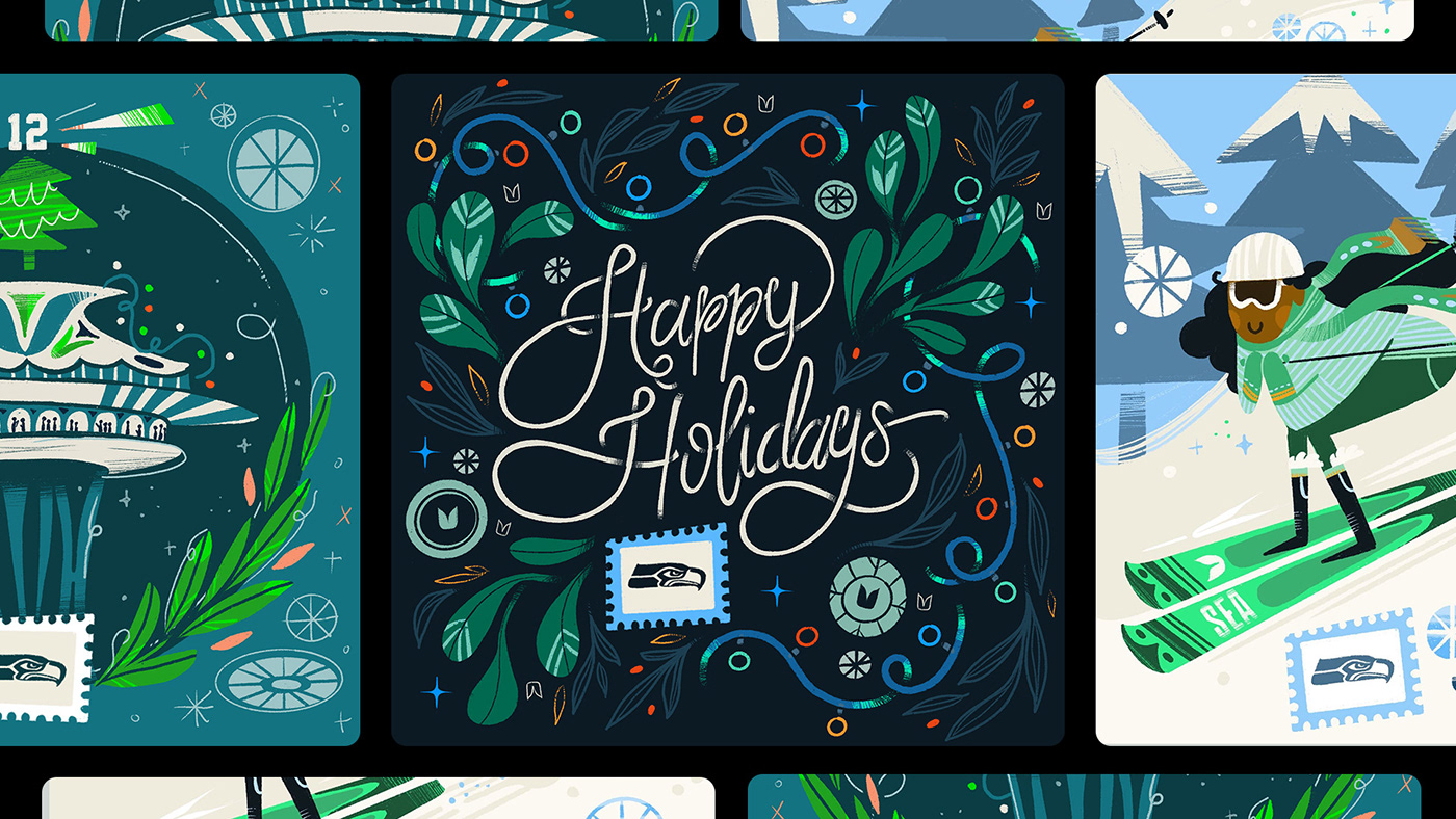after effects animations Christmas HAND LETTERING holidays illustrations motion graphics  Procreate typography   winter