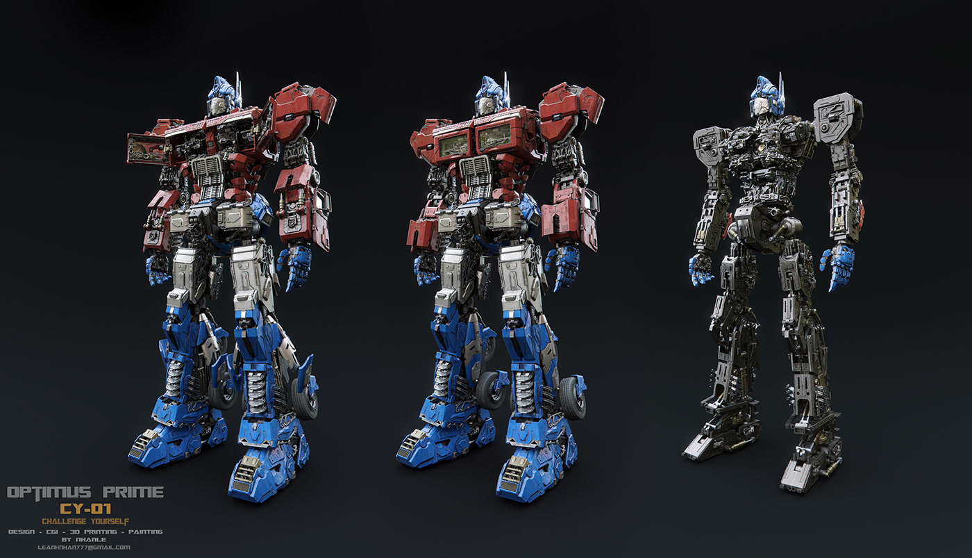 CGI Photography  products 3dprint Transformers optimus prime design Character concept art toy