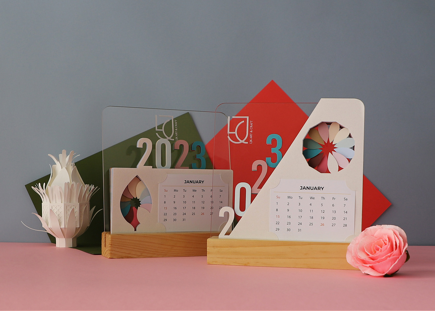 3D Calendar Design 2023 ideation interior design  modern paper craft royal visualization