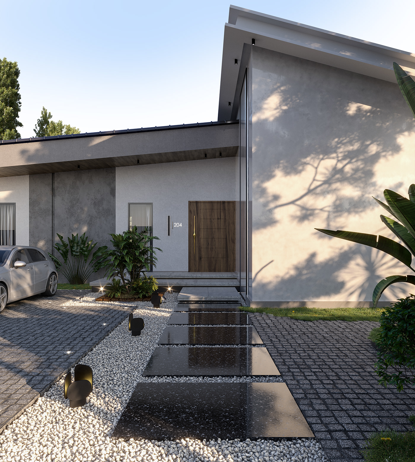 3ds max architecture corona Landscape lighting modern Render SKY villa design visualization