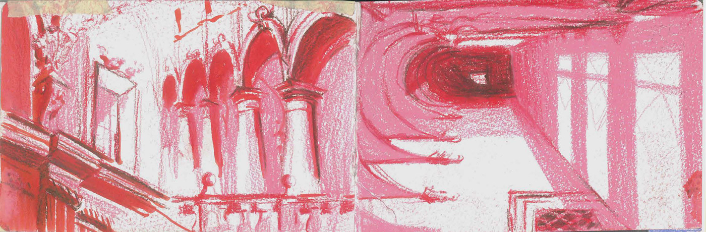 risd Naples Italy Rome jounral crayon sketch architecture panorama ruins