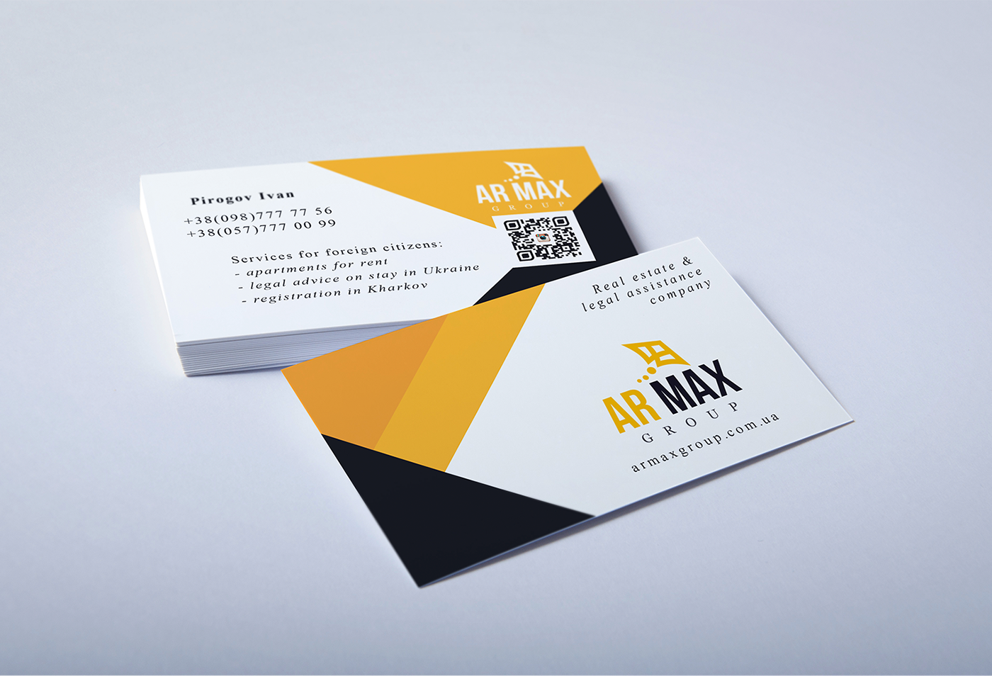 logo business card company services real estate legal assistance brending kharkov flyer yellow card black