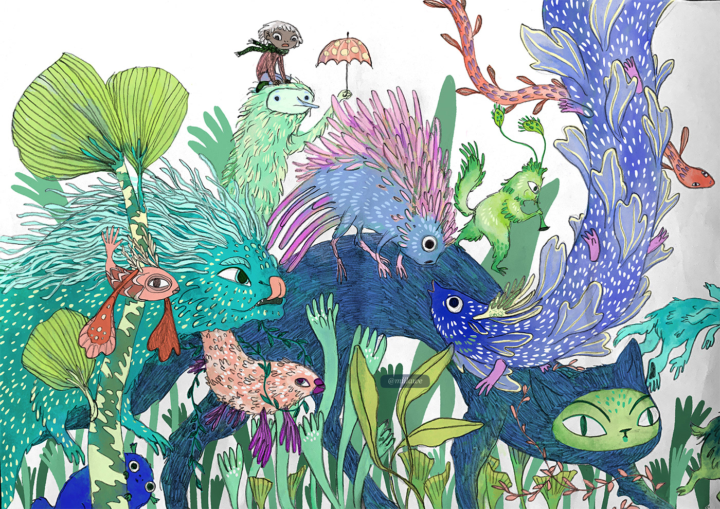 beings children's art children's book Colourful  creatures fantasy art imagination