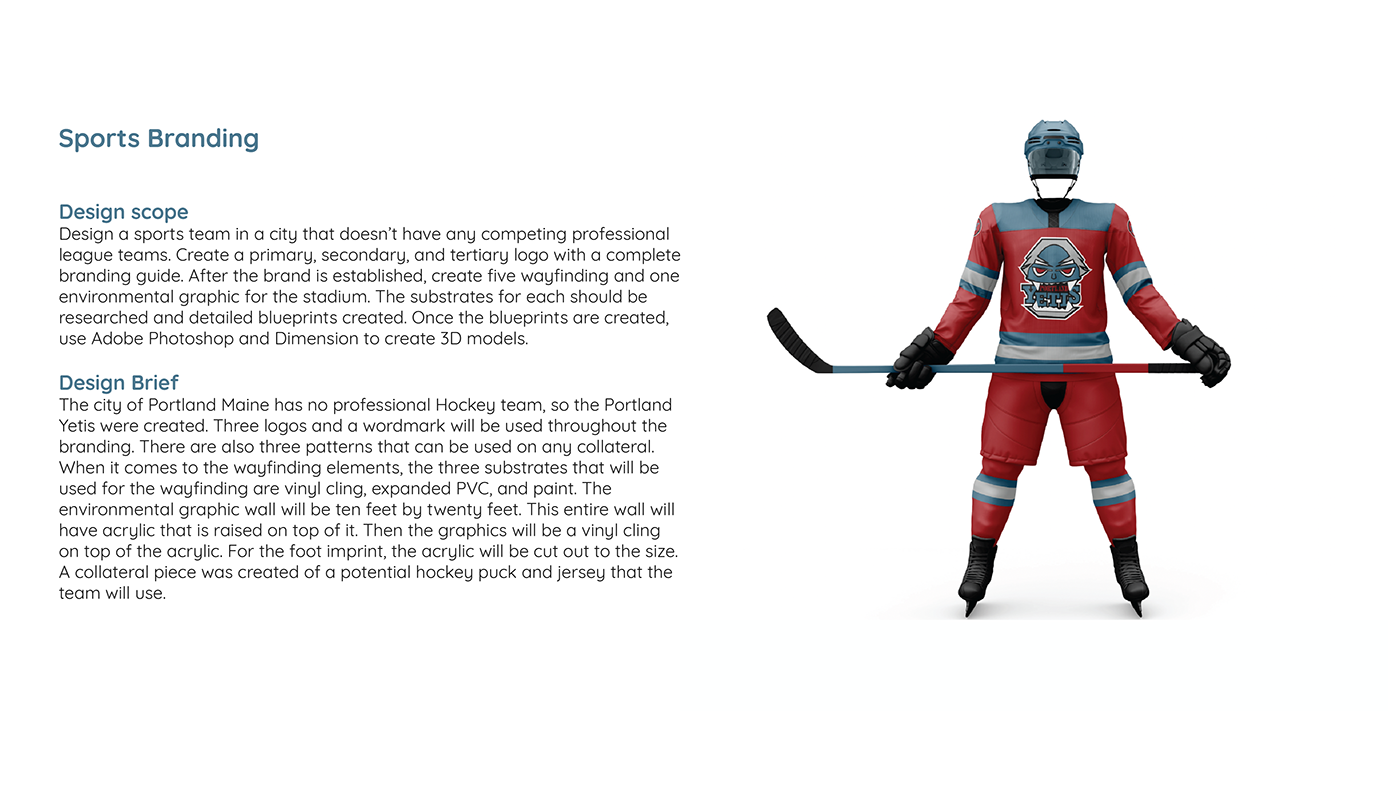 adobe illustrator Brand Design brand identity design environmental graphics hockey hockey jersey hockey puck Sports Design wayfinding