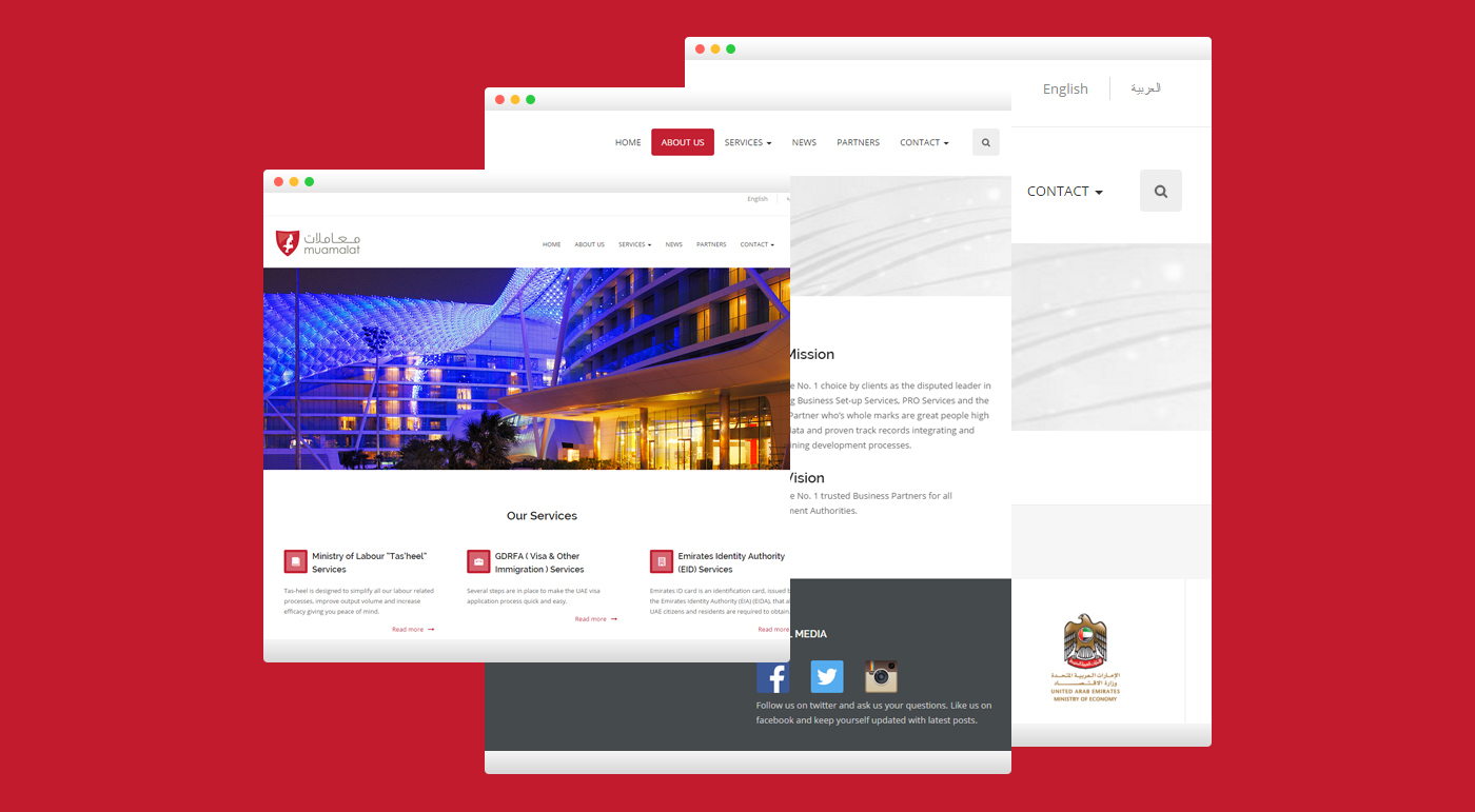 services dubai Website development Government Abu Dhabi Documents creative graphics HTML Responsive images Muamalat design business