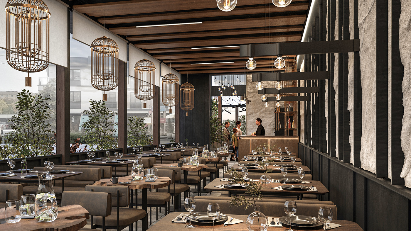 architecture Cafe design diploma pergola reconstruction restaurant shopping mall Terrace design Urban Design visualization