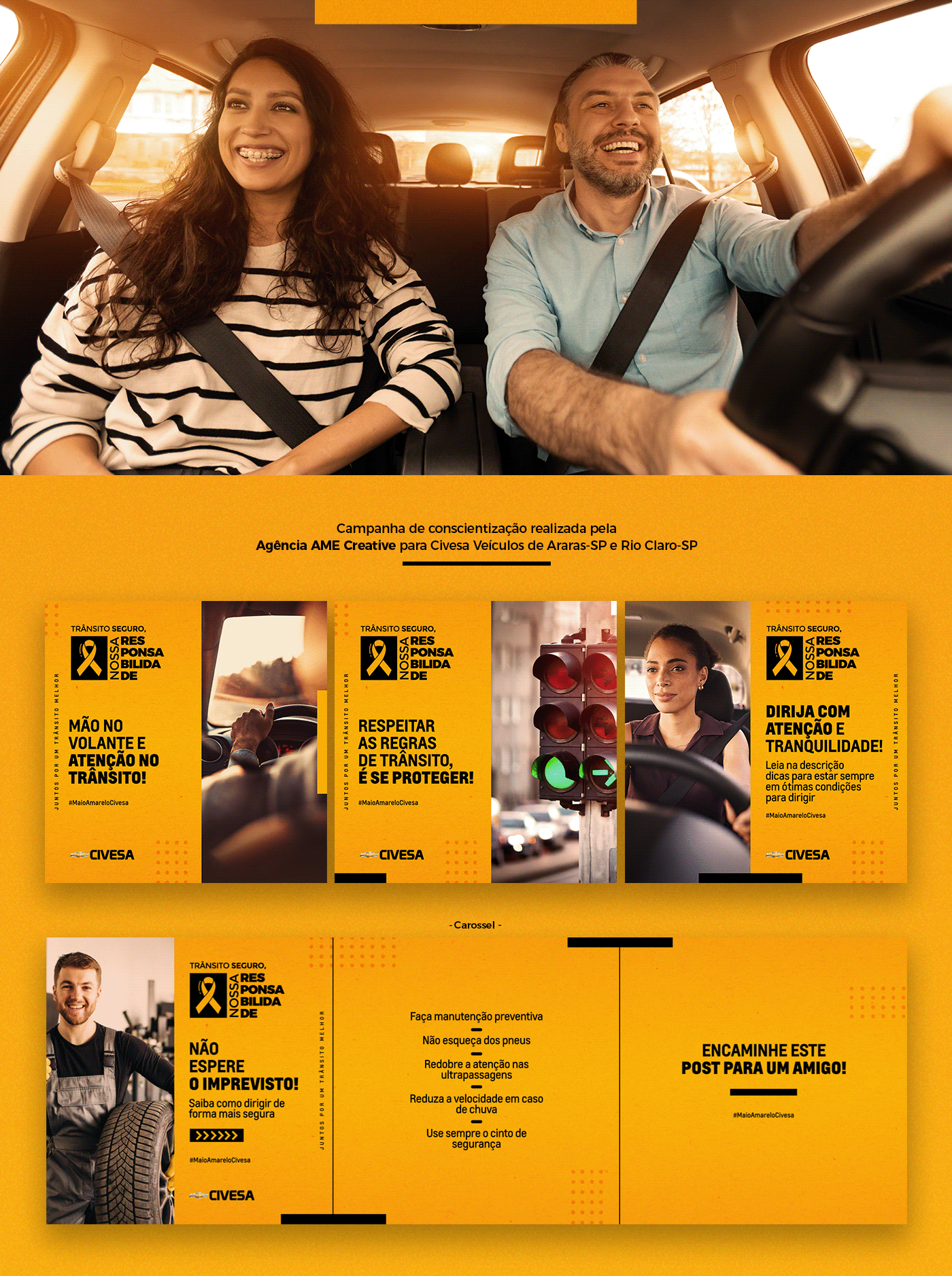 campaign campanha design gráfico Socialmedia campanha publicitária Redes Sociais maio amarelo Trânsito carro concessionária