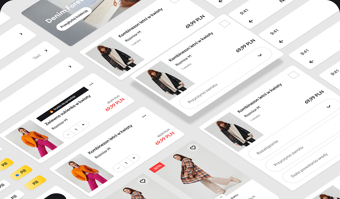 Clothing design system e-commerce Fashion  Figma Mobile app product design  store UI/UX user interface
