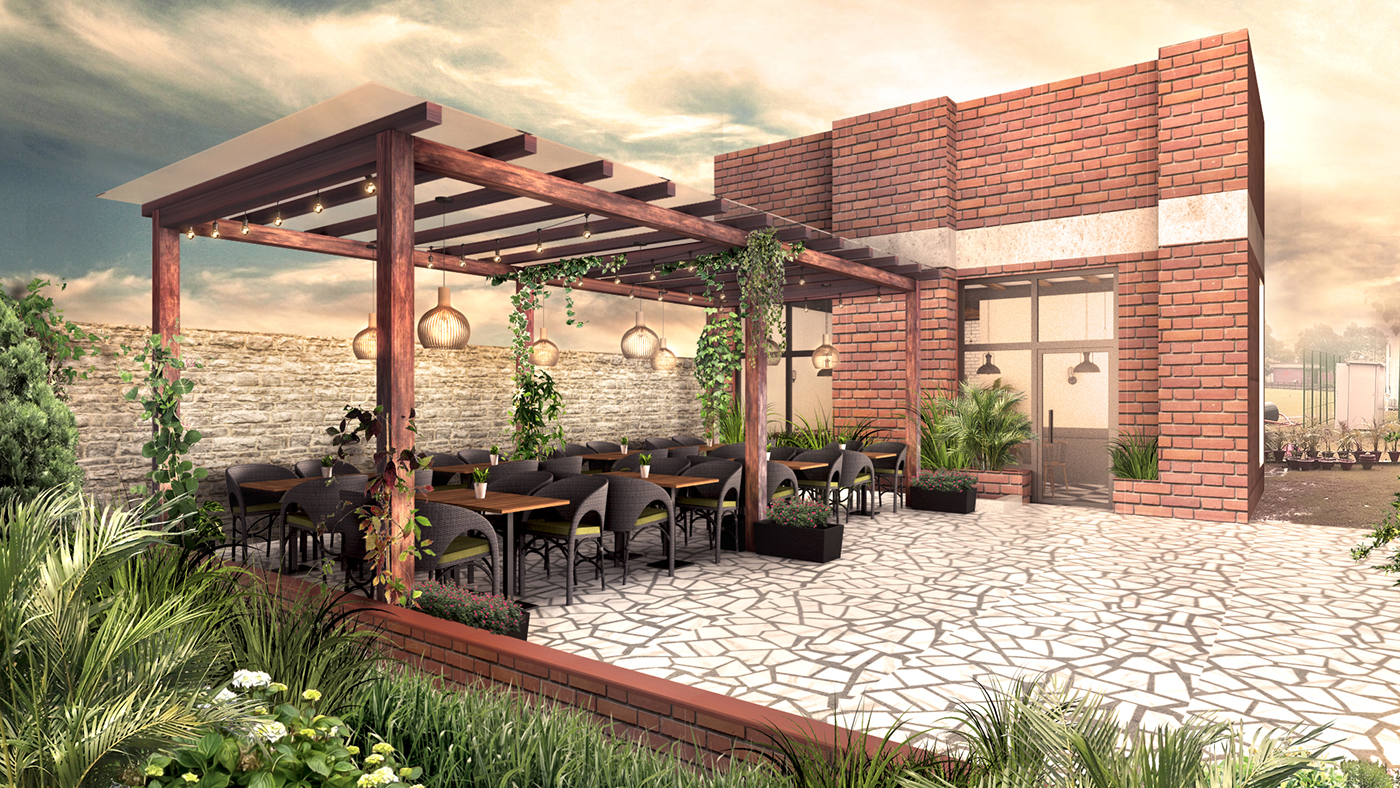 outdoor cafe area on Behance