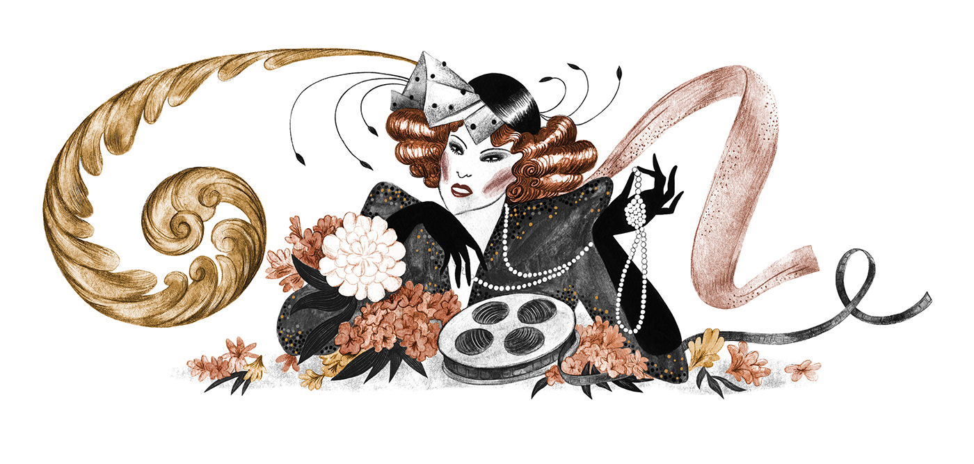 artwork Character design  doodle Fashion  google Google Doodle movie movie star portrait woman