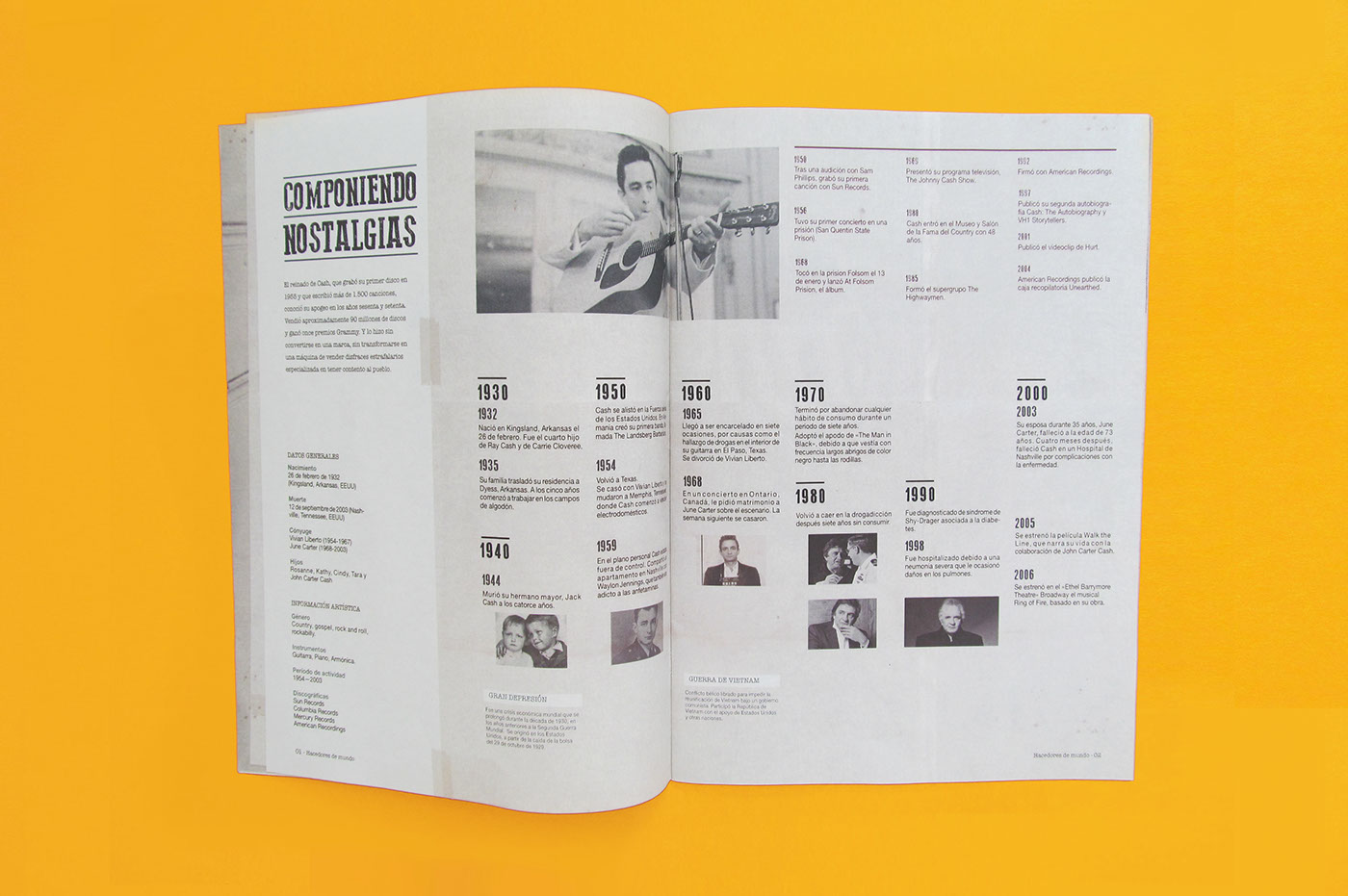 Gabriele Hacedores de mundo editorial Johnny cash diseño Suplemento magazine Layout