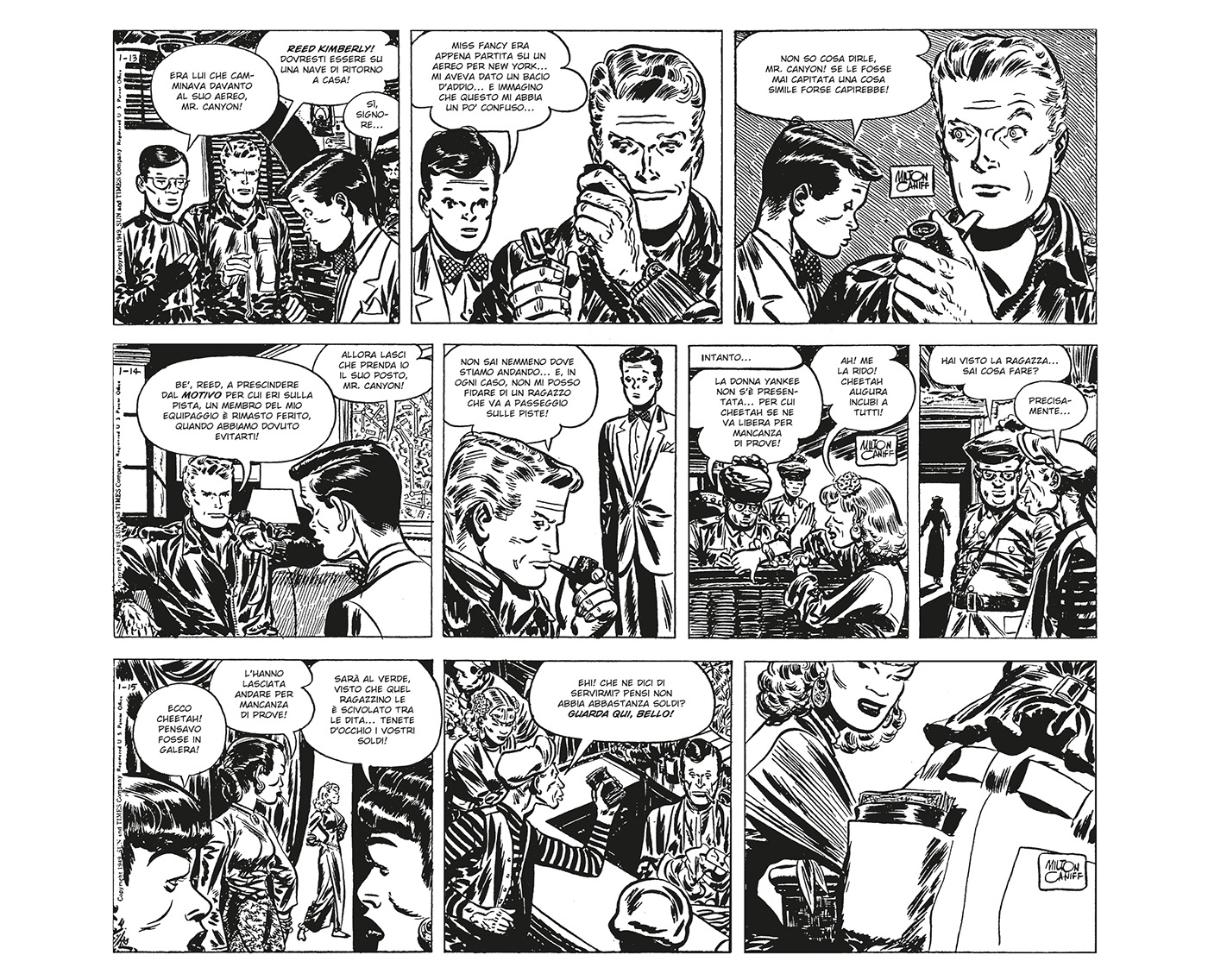 comics milton caniff comicbook strips lettering graphic design  Layout