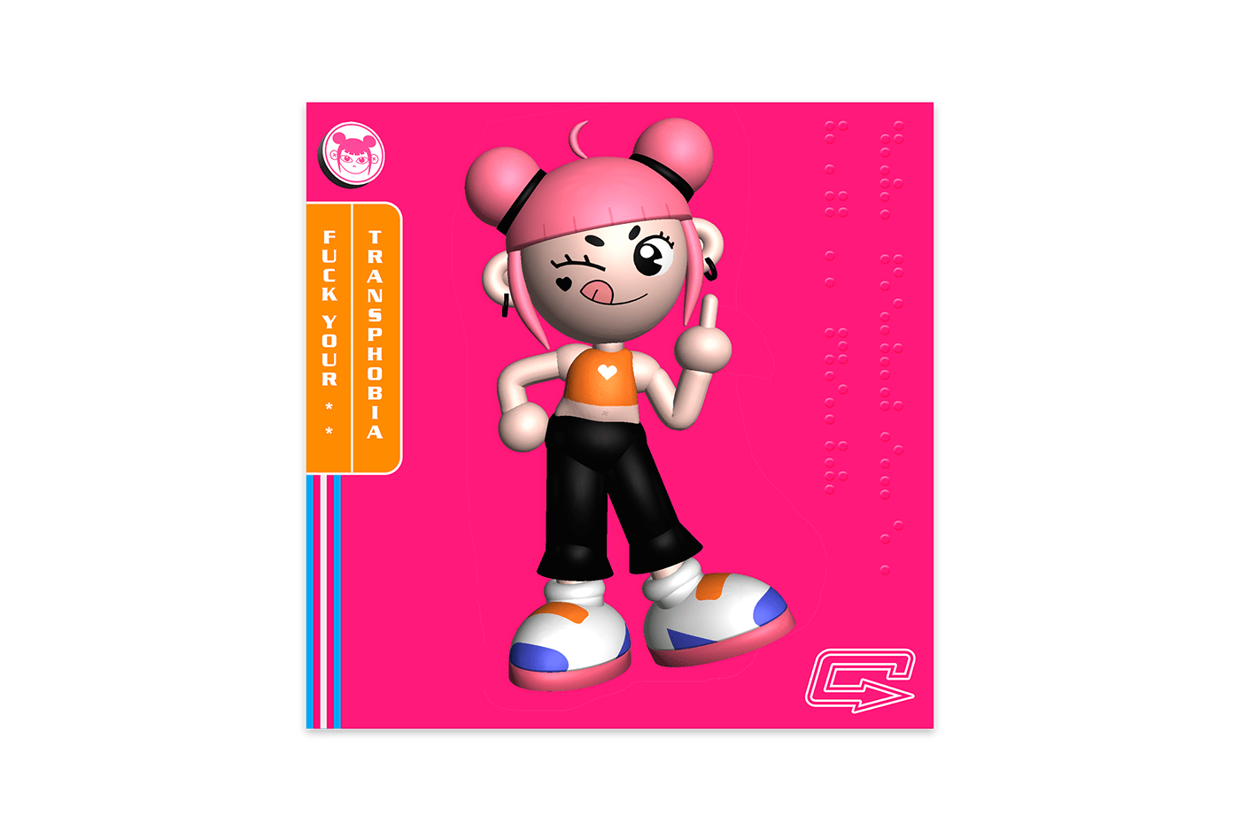 3d modeling cartoon Character Character design  graphic design  Paint 3D pink transgender y2k aesthetic