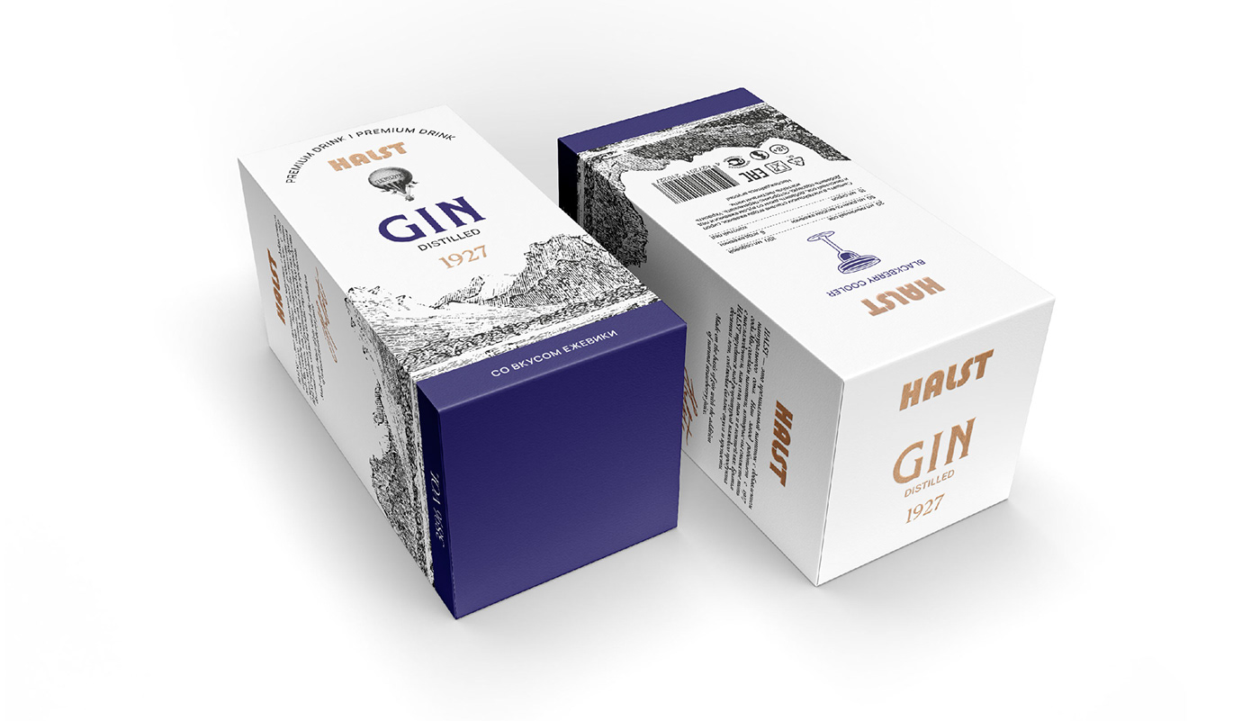 Concept label and packaging for gin
