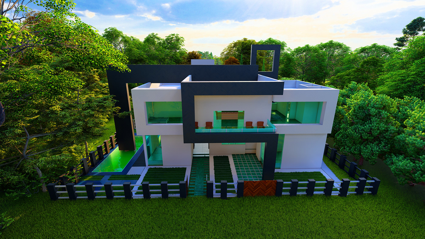 black and white house modern house RESIDETIAL