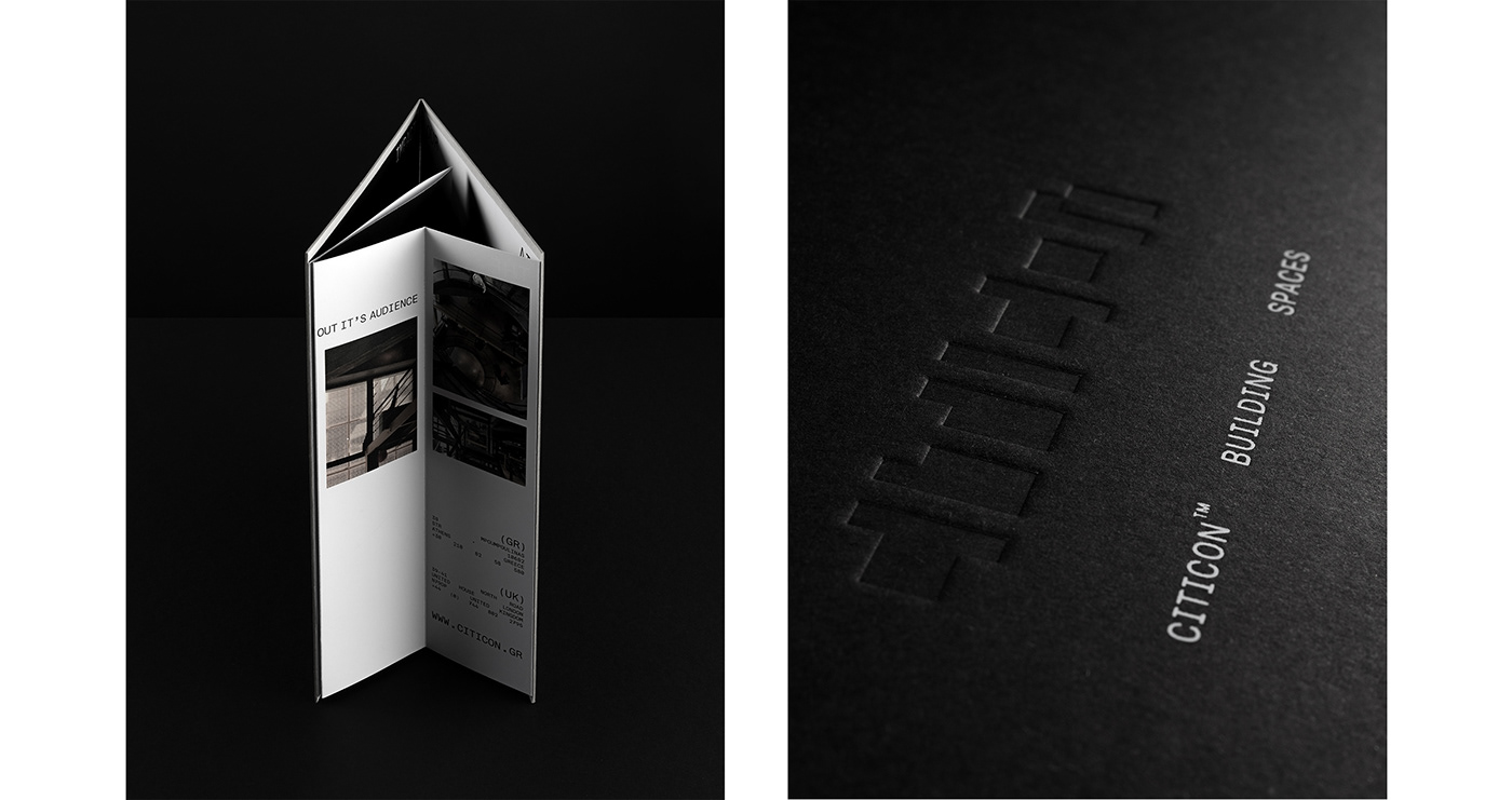 brochure black and white architecture vacuum emboss