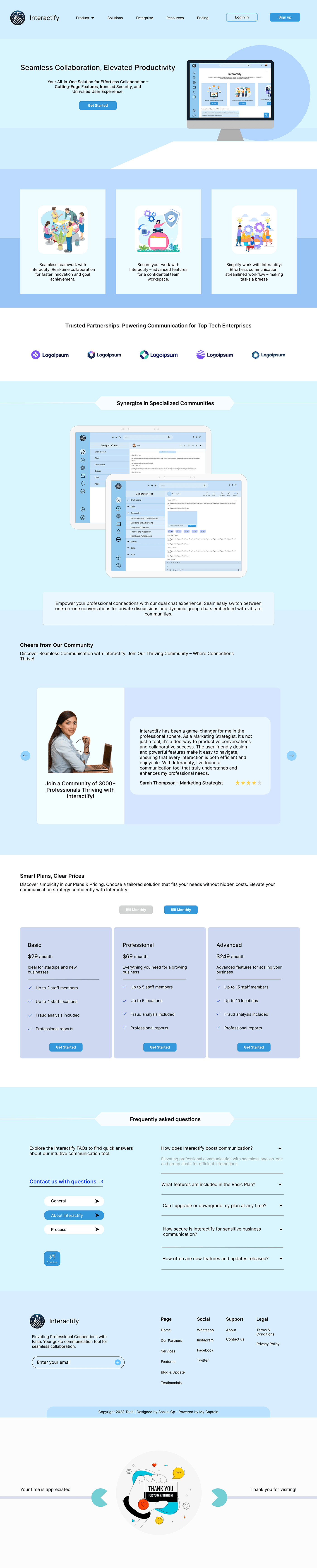 UI/UX Web Design  landing page communication tool connect