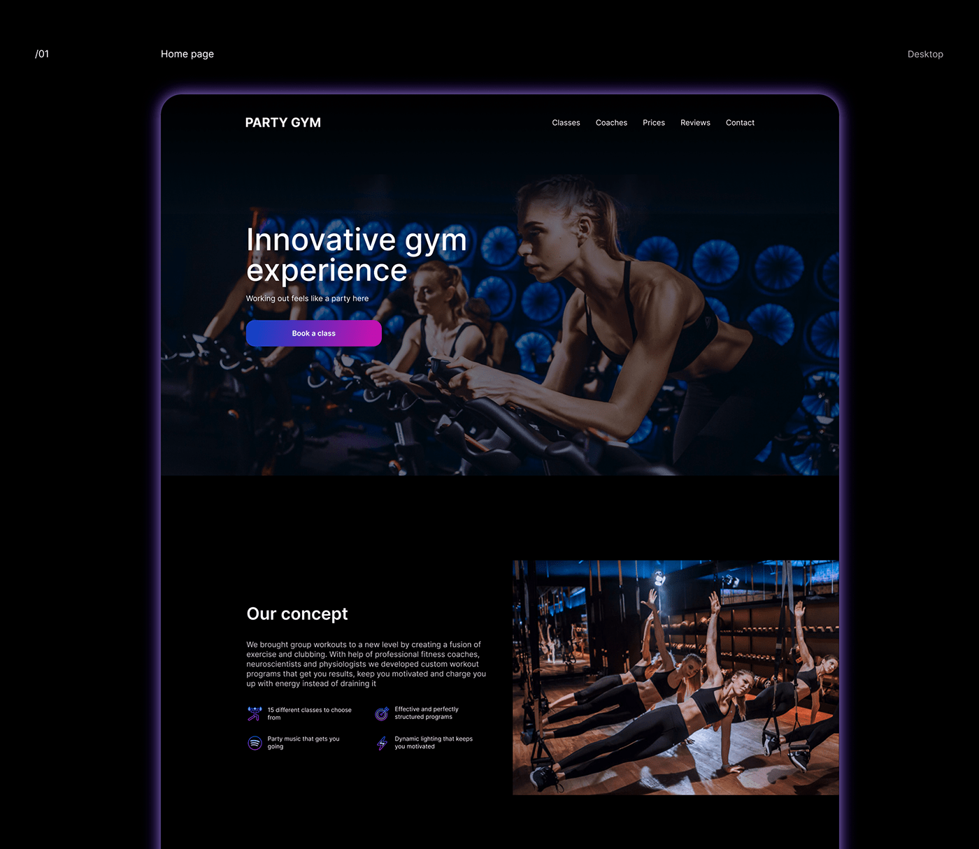 brand identity concept Figma fitness gym landing page redesign sport uiux Website Design