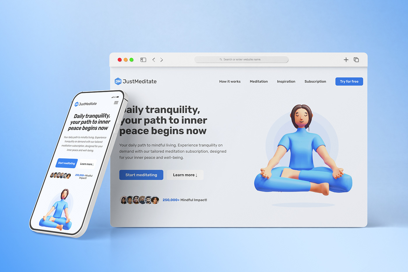 meditation mindfulness UI Animation Interaction design  HTML code frontend Responsive responsive website css