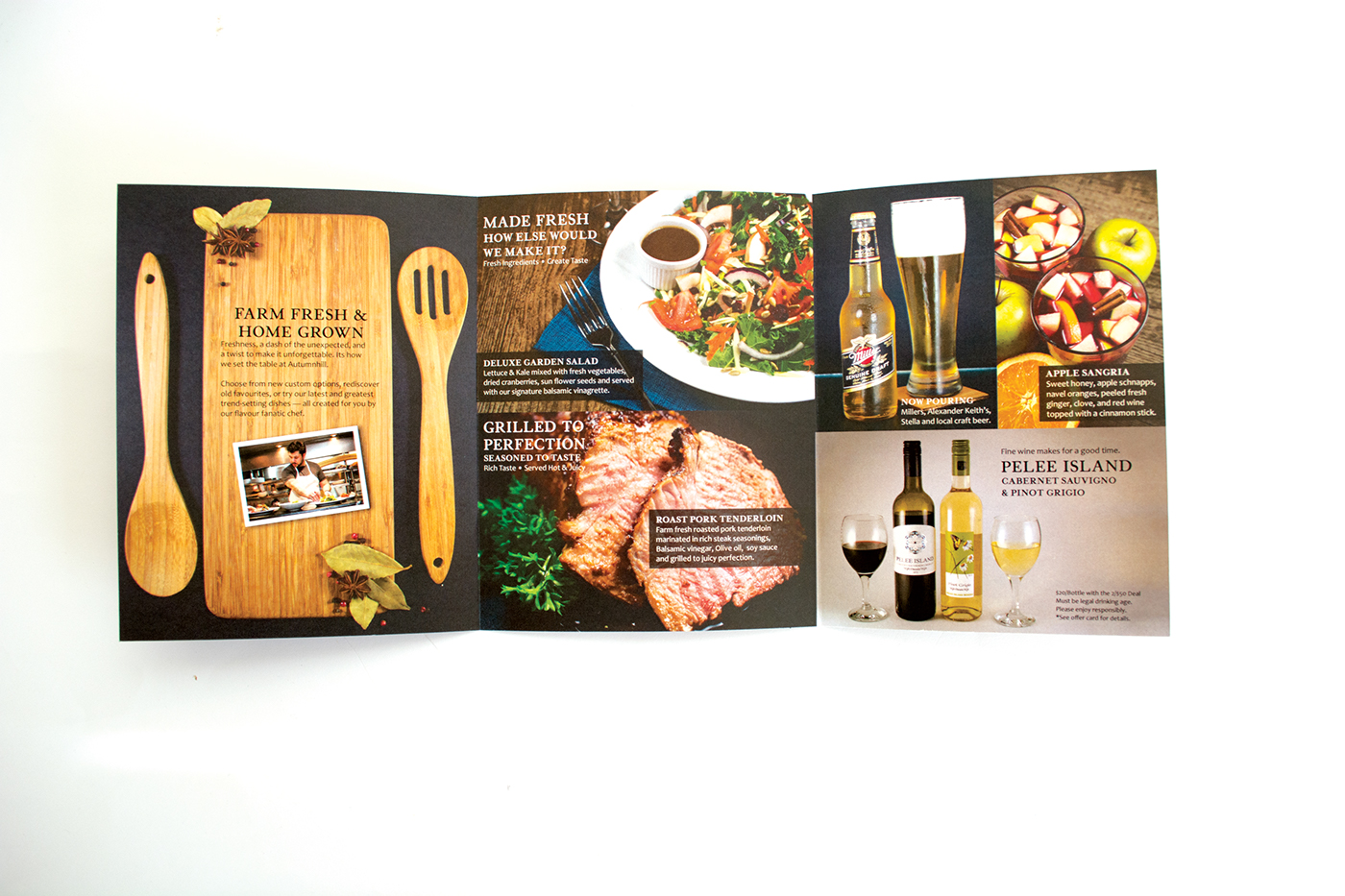 menu design Direct mail food photography Website Design Autumnhill