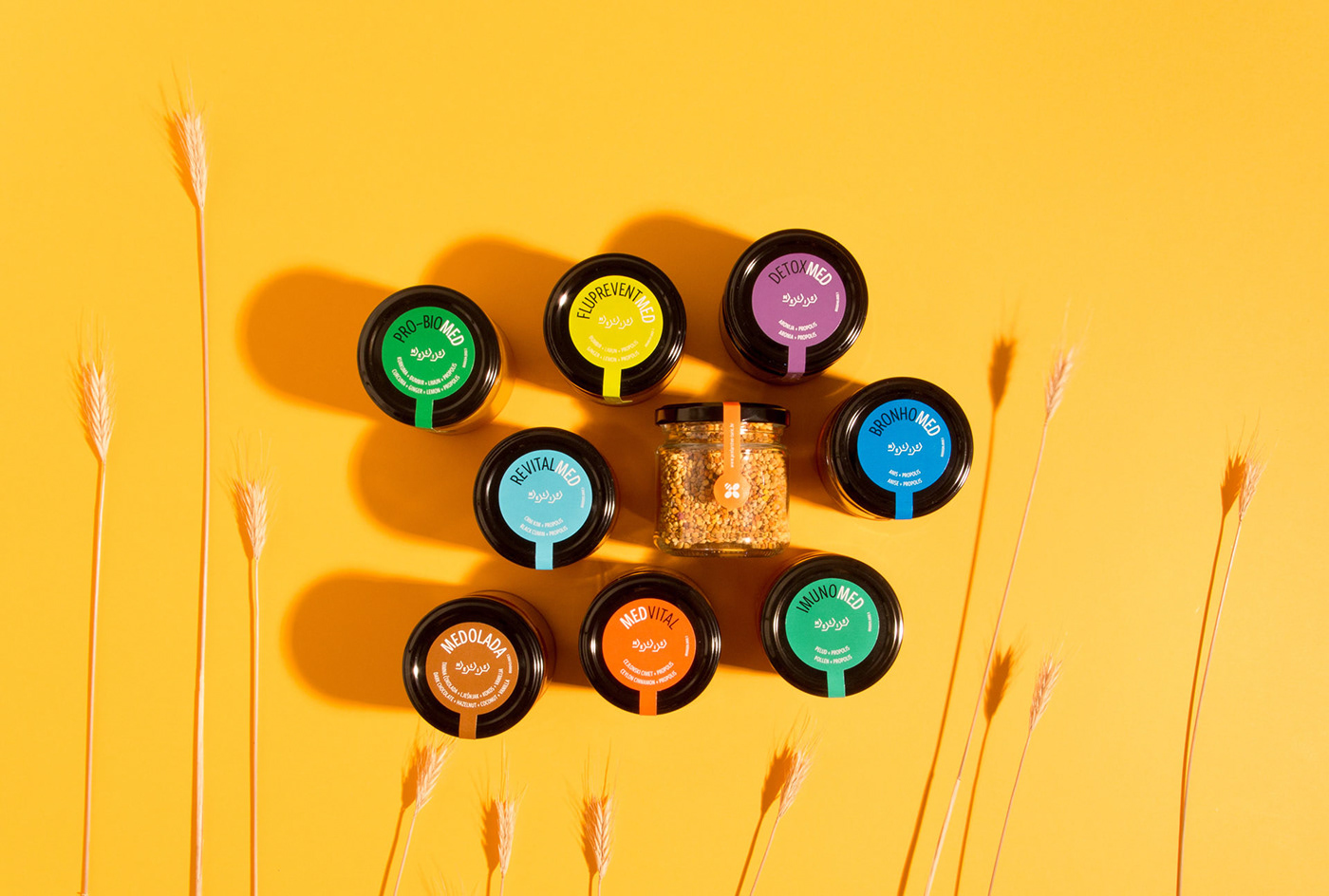 Honey package design, vibrant colors