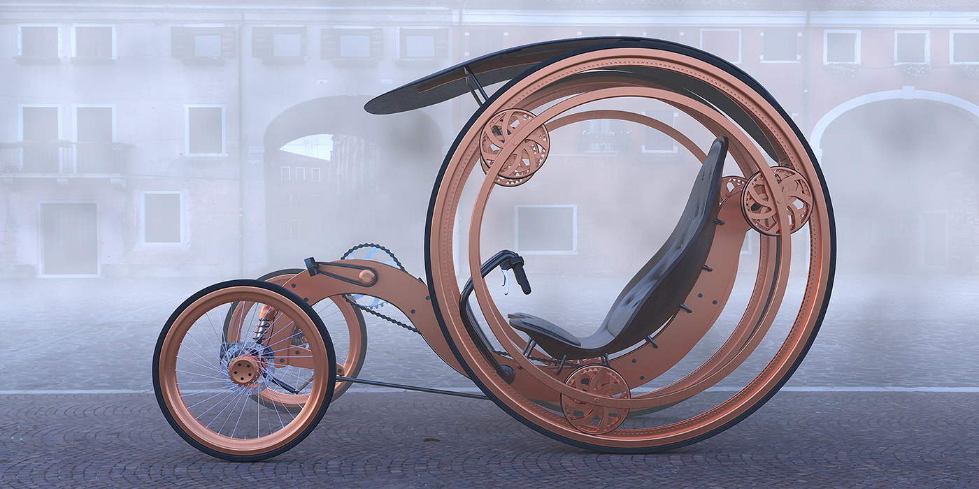 velomobile STEAMPUNK Vehicle concept Render bikedesign cardesign велосипед
