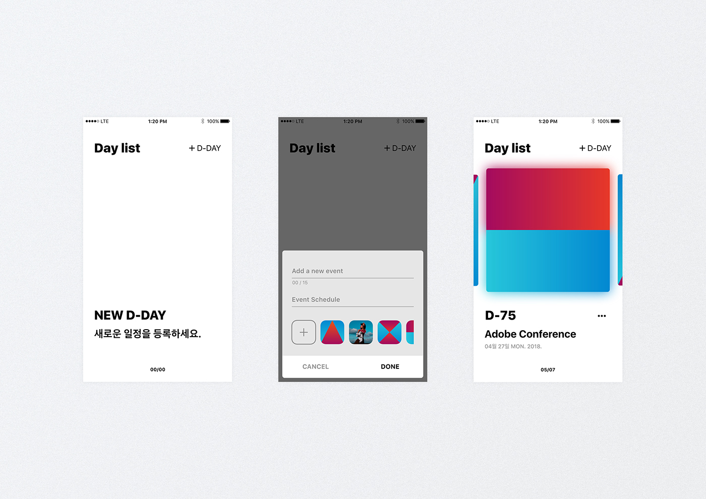 MadeWithAdobeXd adobexd xD daylist D-Day app GUI ux mobile adobeawards