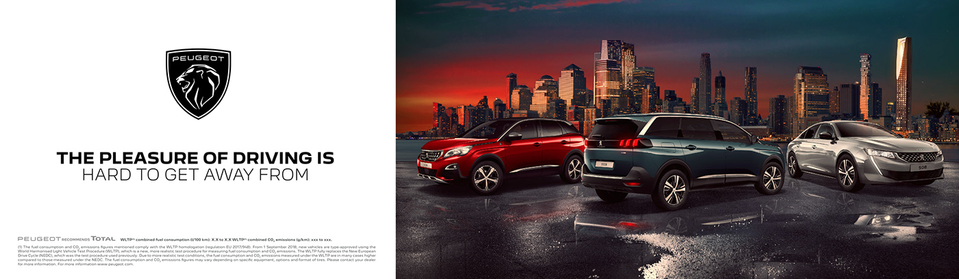 Advertising  automotive   car city drive PEUGEOT photoshop range retouch visual