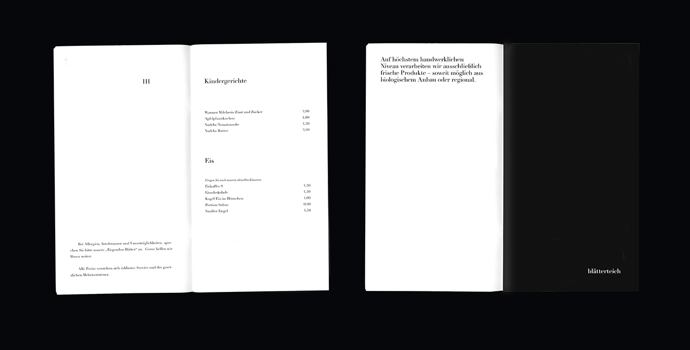 black White manu card design typography   editorial branding  rastaurant Food 