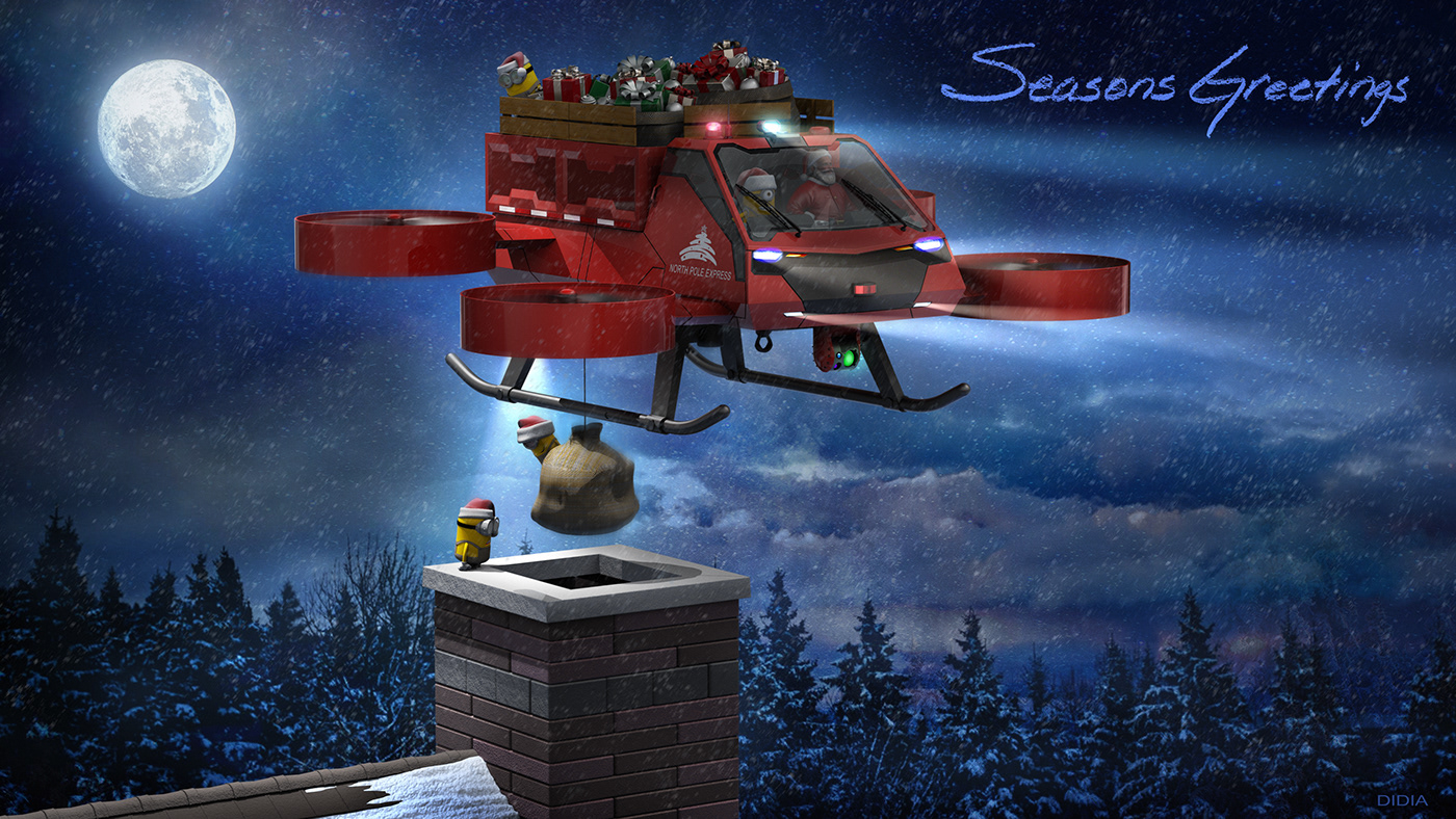 Christmas santa North Pole Holiday keyshot visualization Digital Art  xmas eVTOL storytelling  