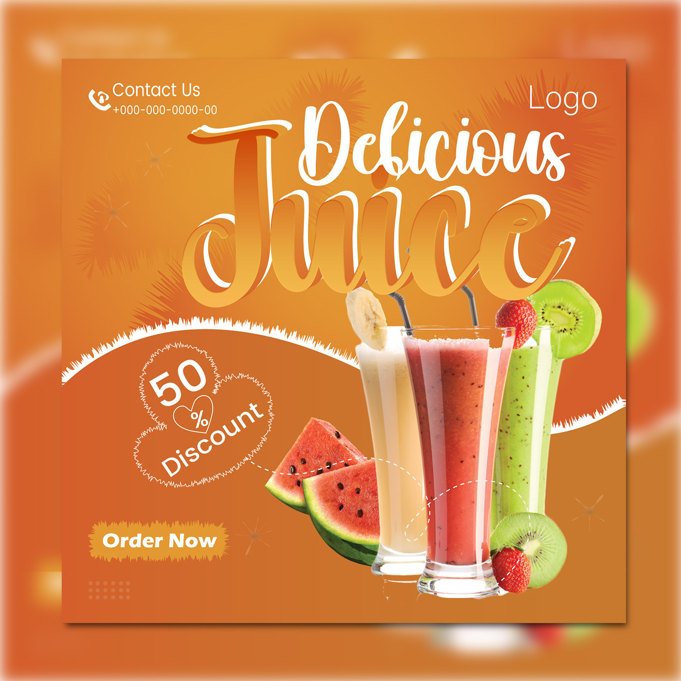 Advertising  design Food  fresh Fruit juice orange Social media post texteffect vector