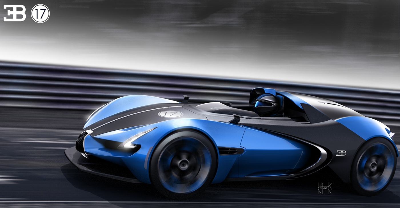 bugatti roadster concept sport car sketch 2D 3D design