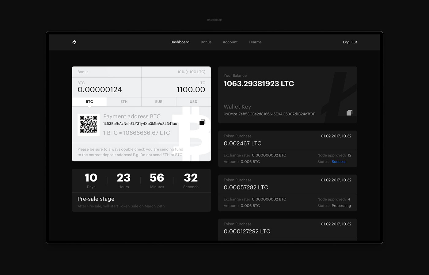 ui ux Web Design  SAAS mobiel app Ico crypto blockchain bitcoin clean minimalistic