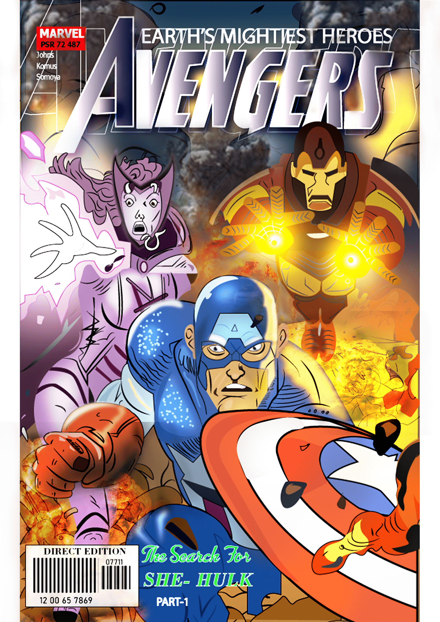 Avengers cartoon Comic Book comic cover comic cover page design graphic design  illustrations Illustrator marvel