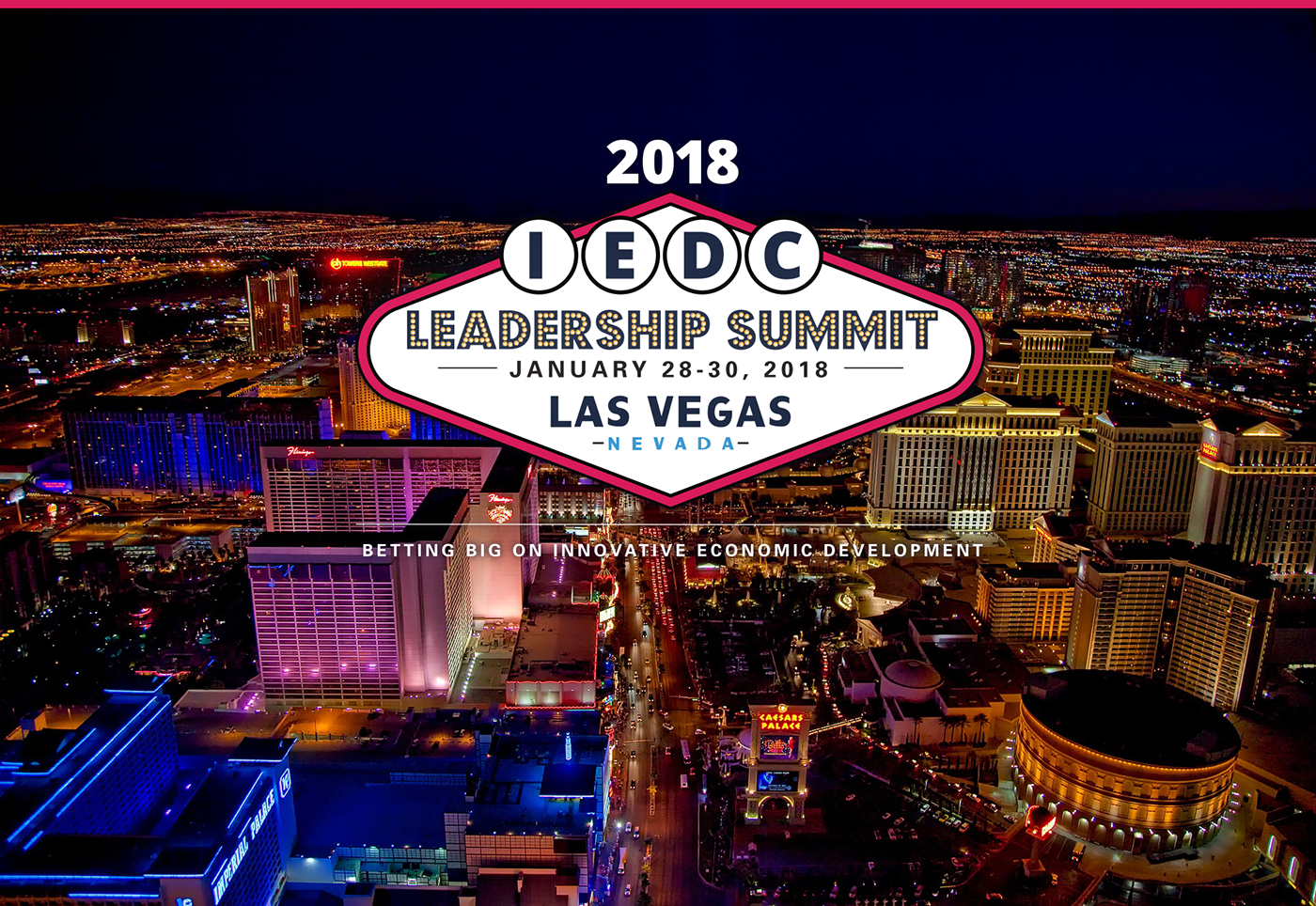 Las Vegas conference bright colors pink orange Vegas Leadership logo nevada