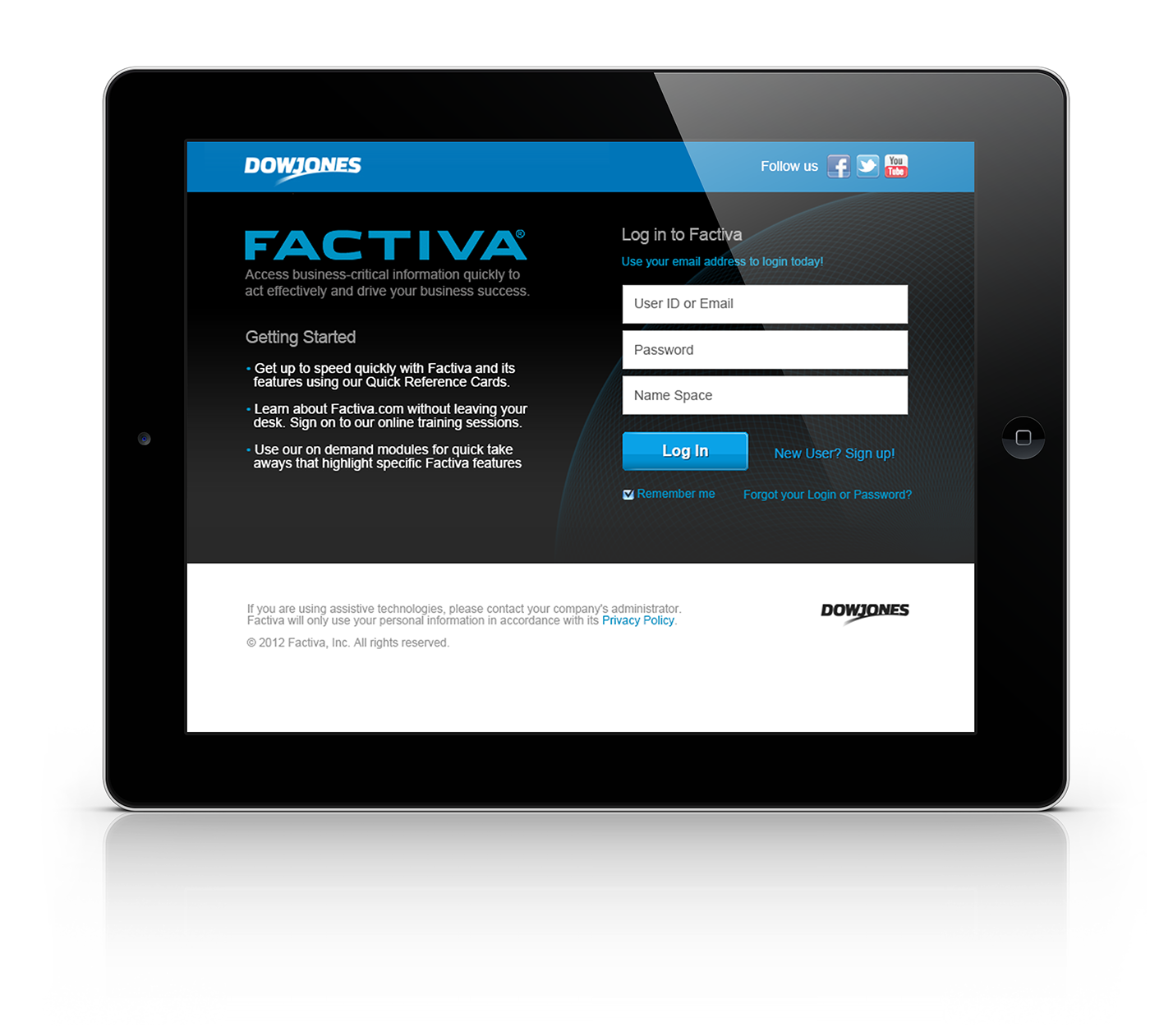 Dow Jones iphone android Web app portal UI ux enterprise Platform digital Factiva design creative innovation