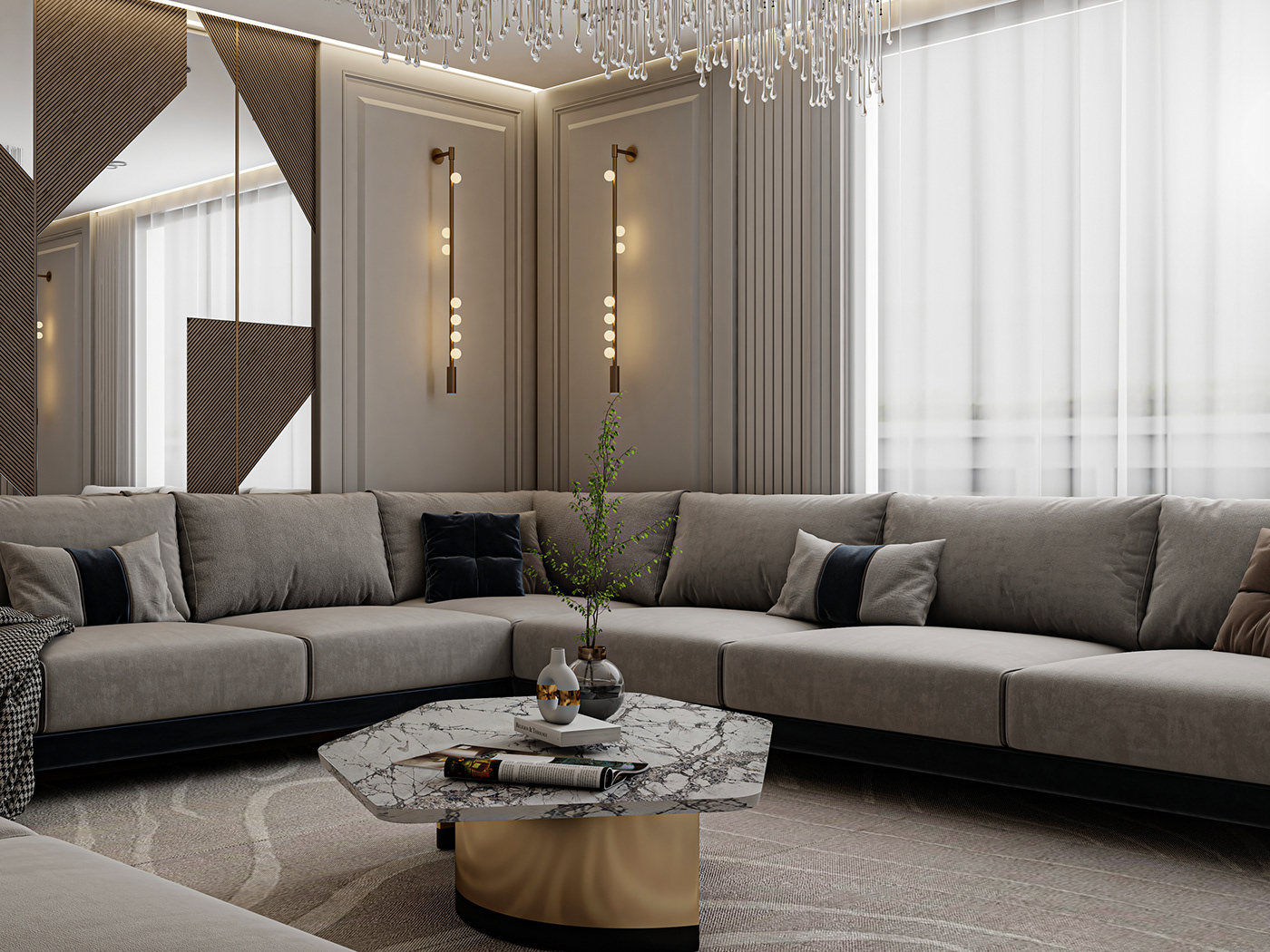 CGI living room luxury MAJLIS modern neoclassic reception Render visualization