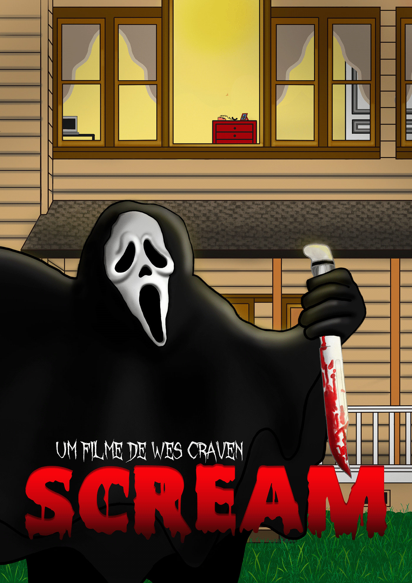 Ilustração scream GHOSTFACE Halloween Scary panico
