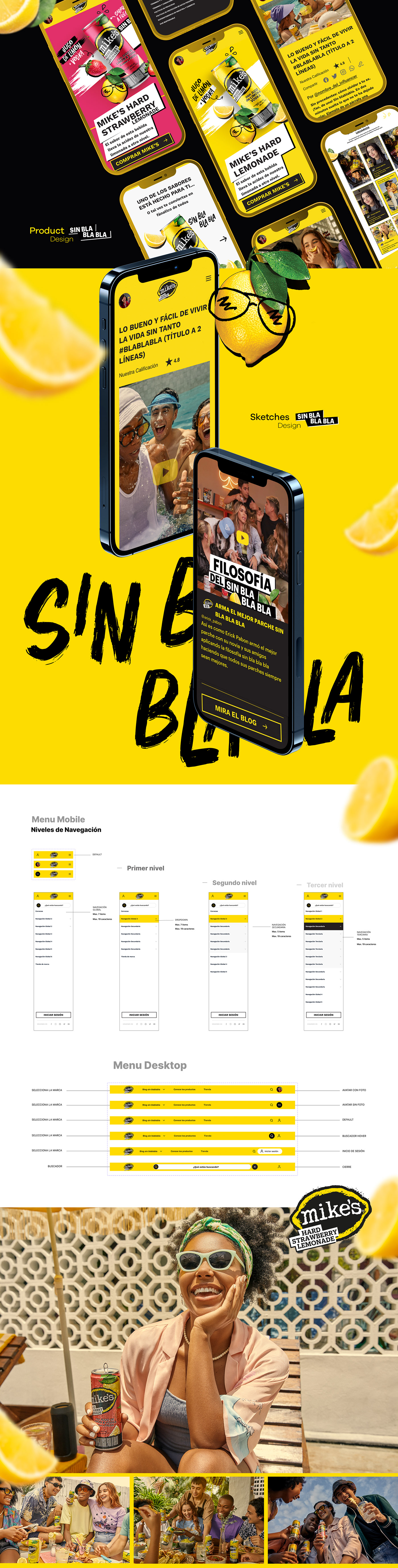 beverage brand identity design drink Figma Mikes Hard Lemonade UI user interface Web Design  Website
