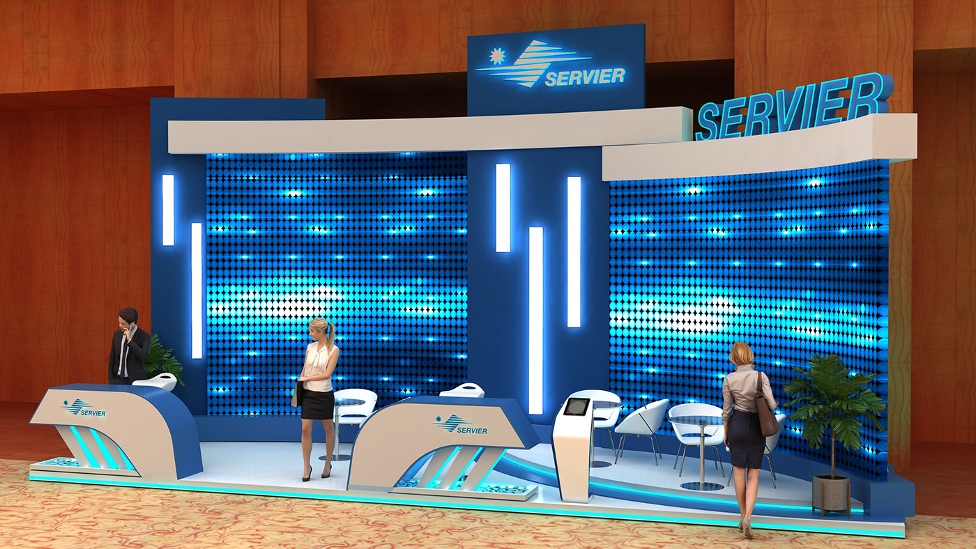 3D booth branding  dia diabeats egypt lights Render screen servier
