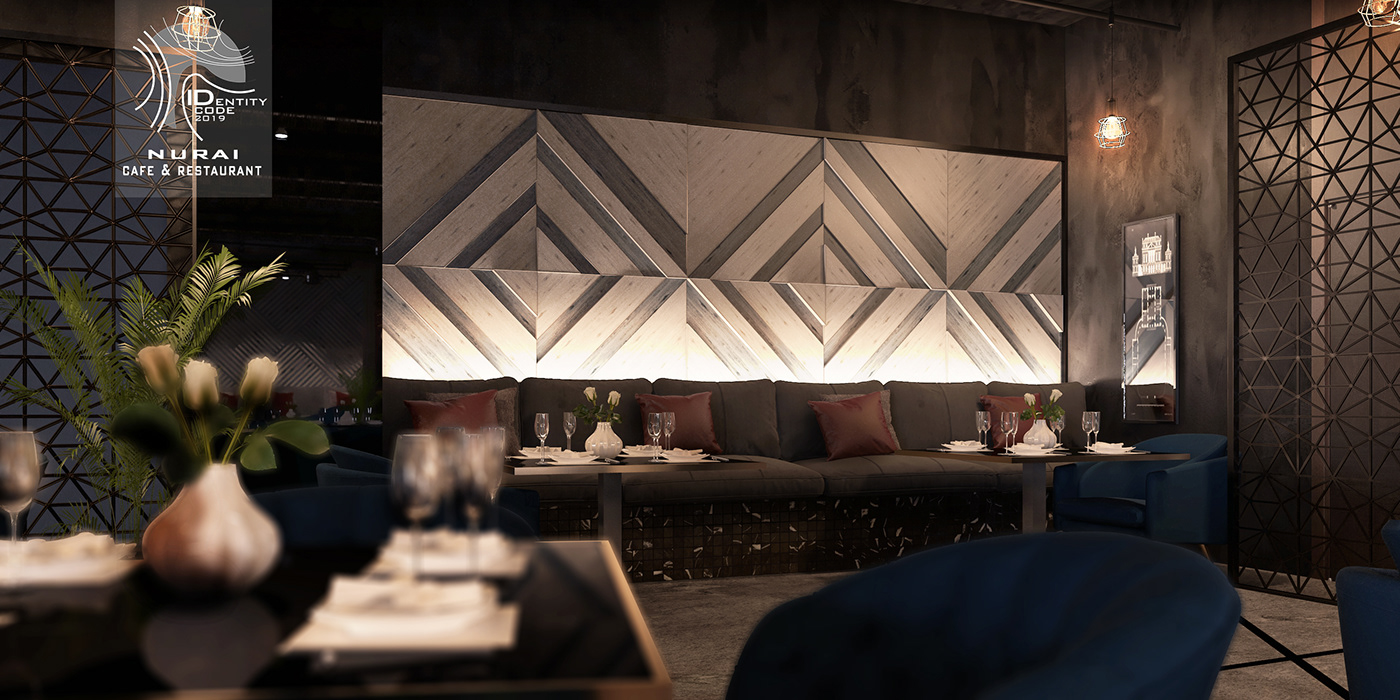 Nurai cafe restaurant black Interior designs arabic night lifestyle lighting