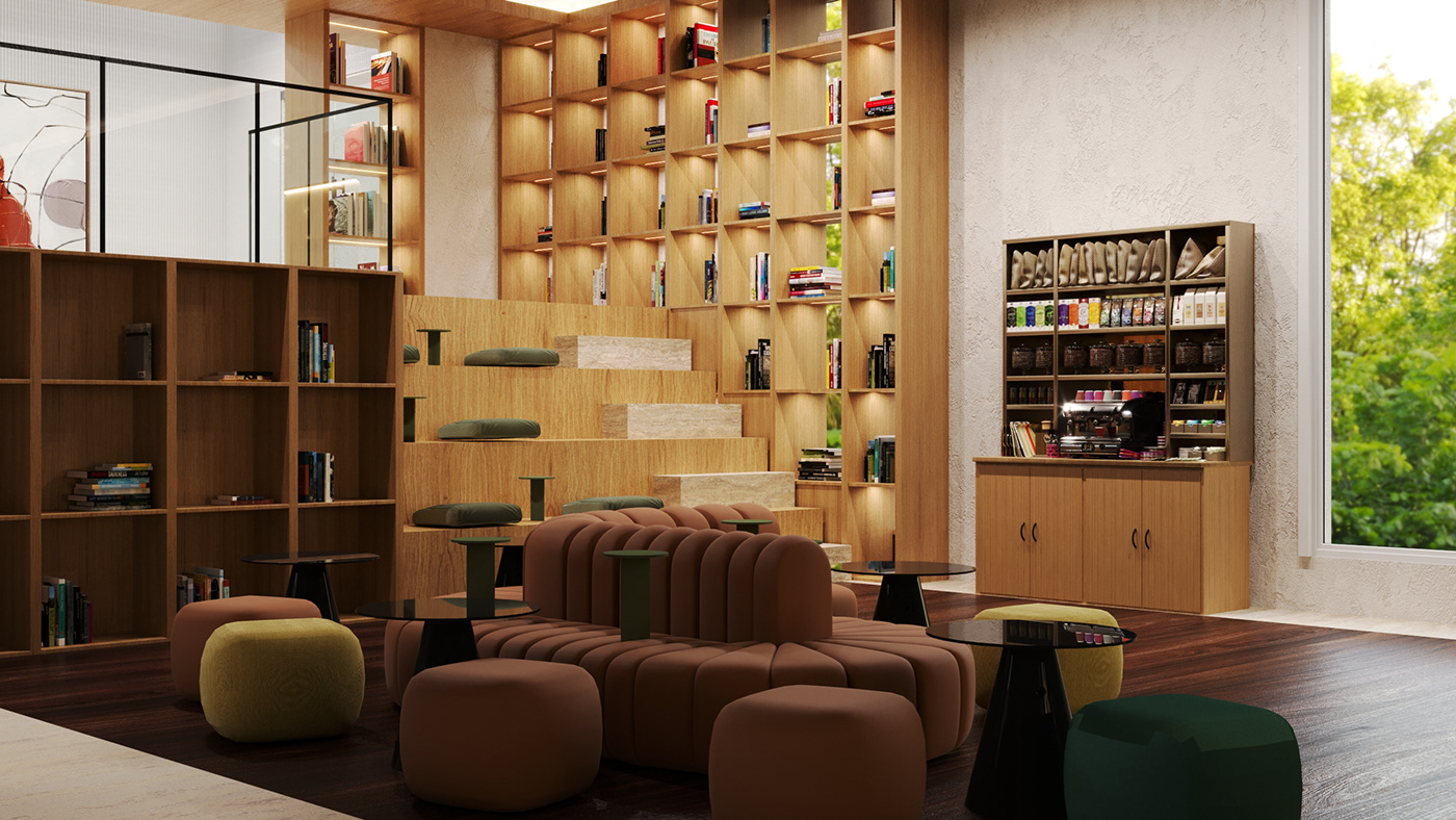 library design CGI visualization interior design  3ds max corona archviz Render 3D