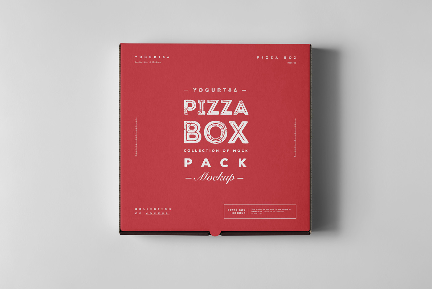cardboard carton square Pizza box package mock-up italian open medium