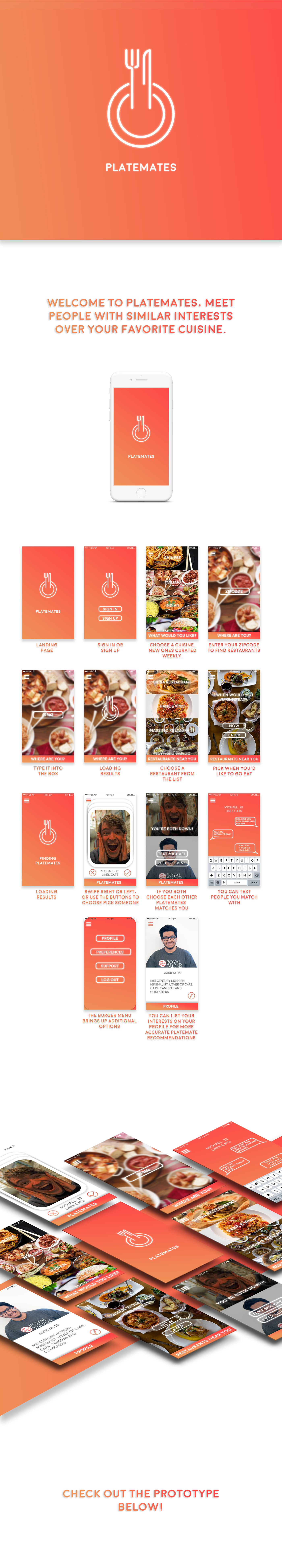 tinder app social Meet simple minimal restaurants Food  discover application