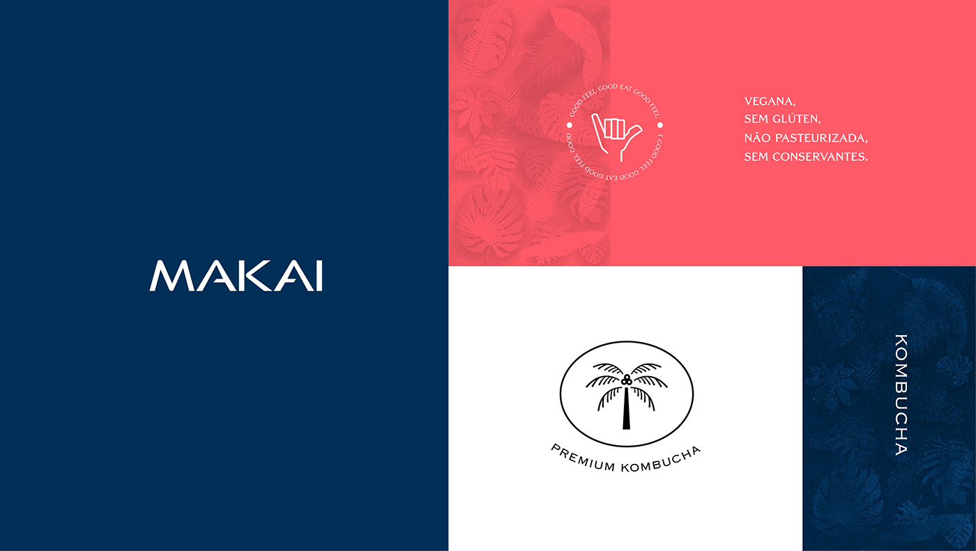 beach blue drink kombucha Label Logo Design Packaging sea tea Tropical