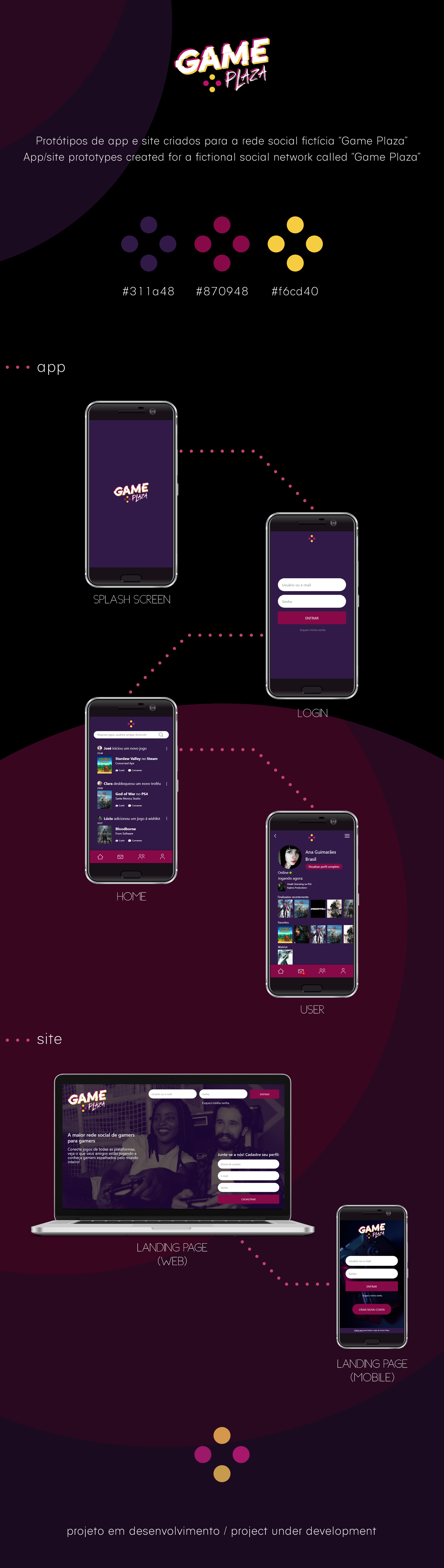 ux UI app Games social network fictional app development visual identity