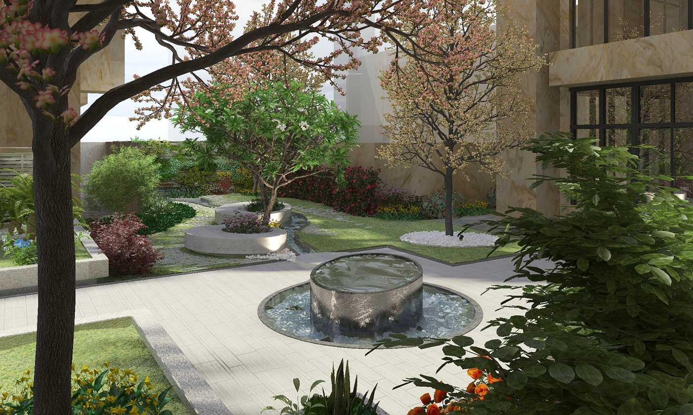 atrium Landscape 3dmax vray garden