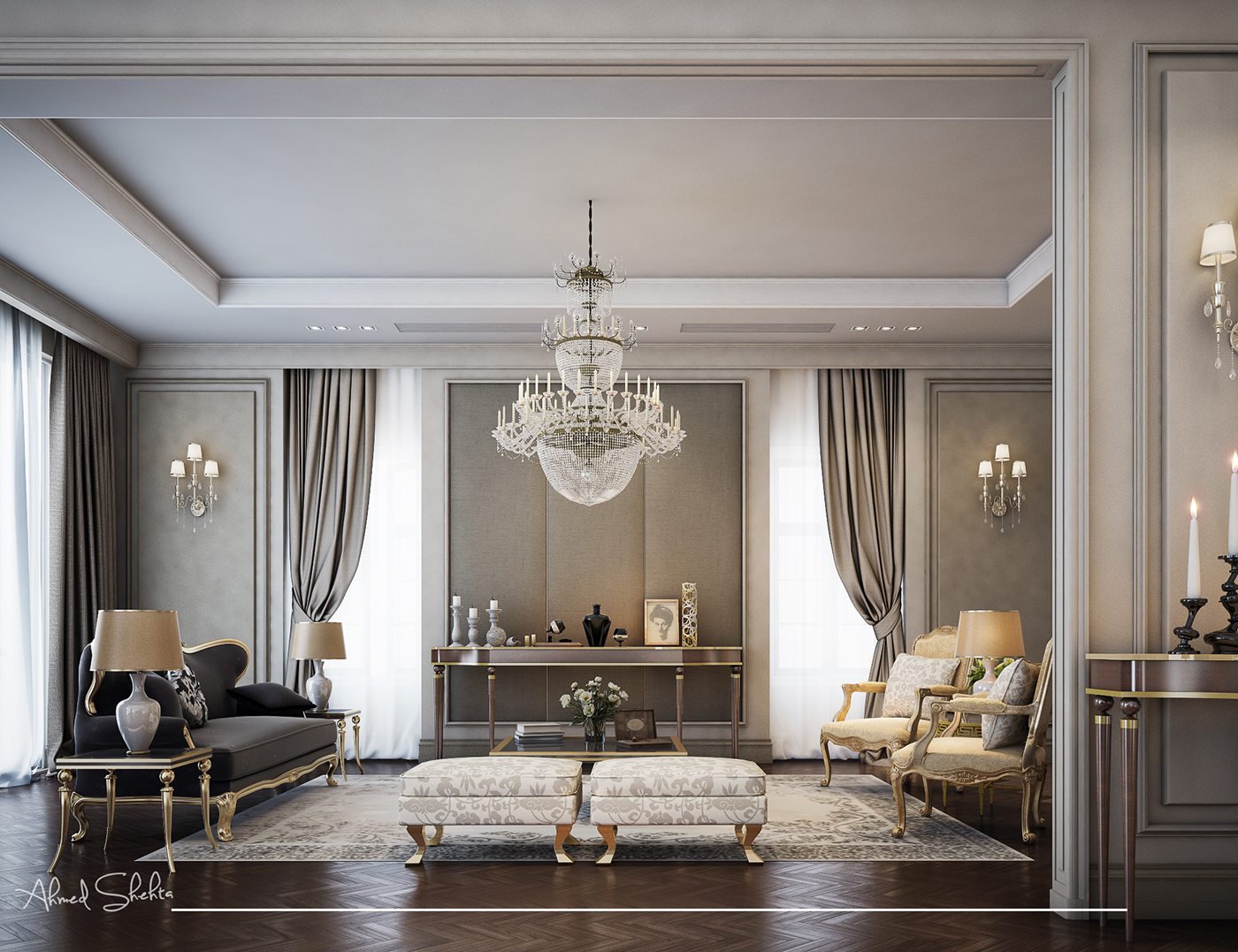 Neo Classic living room on Behance